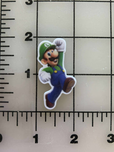 NEW Super Mario Bros Luigi Flat back Printed Resin
