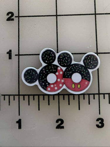 NEW Mickey and Minnie Donut Flat back Printed Resin