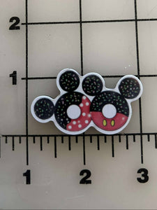 NEW Mickey and Minnie Donut Flat back Printed Resin