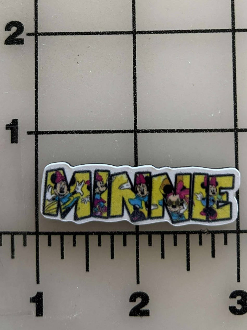 NEW Minnie Name Plate Flat back Printed Resin