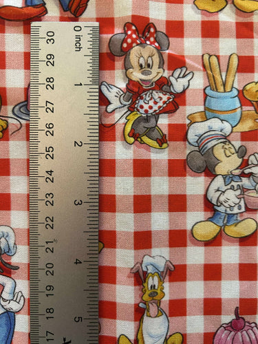 NEW 100% Cotton Chef Mickey Gingham Custom Print Fabric (In-Stock)