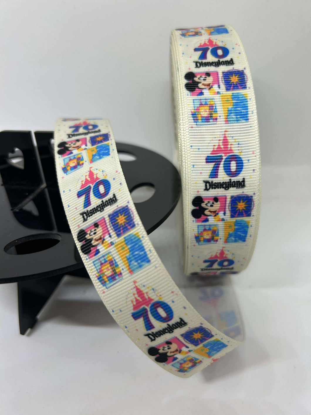 NEW 1 yard 1 inch Disneyland 70th Anniversary Grosgrain Ribbon Vertical Print