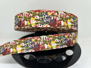 NEW 1 yard 1 inch "True Crime Junkie" Grosgrain Ribbon