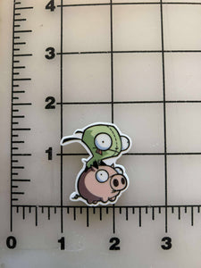 NEW Invader Zim Gir riding Pig Flatback Printed Resin
