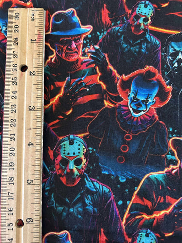 NEW 100% Cotton 80's Horror Neon Custom Print Fabric (In-Stock)