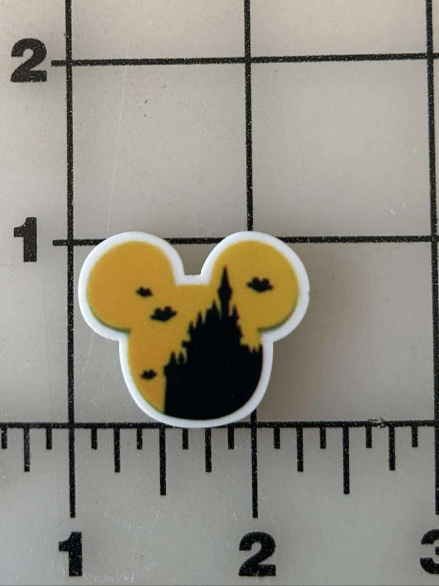 New Halloween Mickey Mouse Castle Flat back Printed Resin