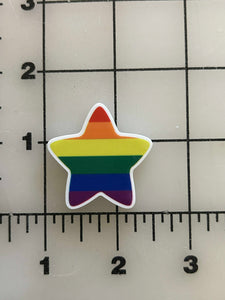 NEW Rainbow Pride Star Flat Back Printed Resin