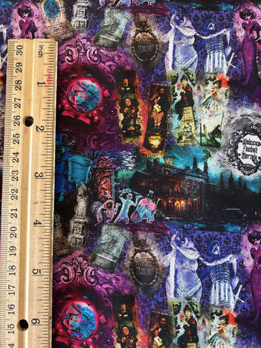 NEW 100% Cotton Haunted Mansion Collage Custom Print Fabric (In-Stock)