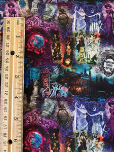 NEW 100% Cotton Haunted Mansion Collage Custom Print Fabric (In-Stock)