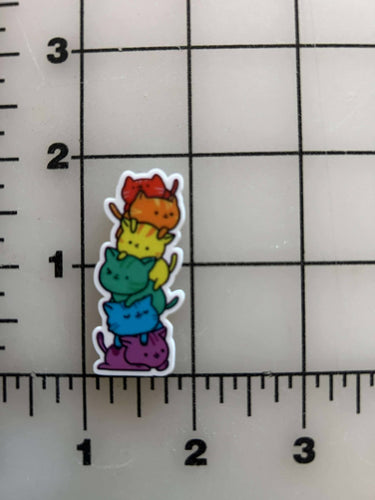 NEW Pride Flag color Kitty Pile Flat Back Printed Resin