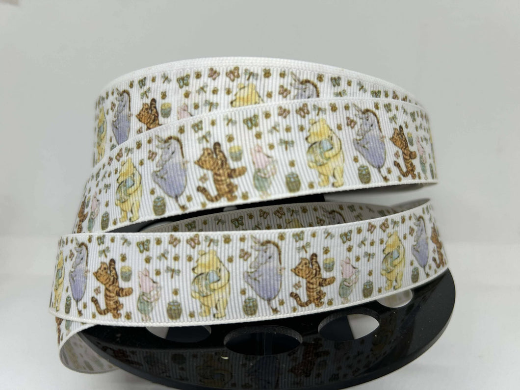 New 1 yard 1 inch Wide Vintage Winnie the Pooh Ribbon Grosgrain Ribbon