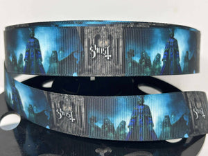 NEW 1 yard 1 Inch GHOST Goth Rock Band Custom Print Grosgrain Ribbon