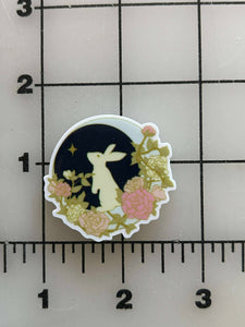 NEW Pretty Bunny Rabbit on a Cresent MoonFlat Back Printed Resin