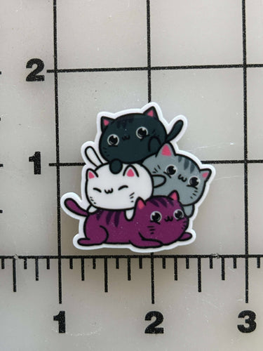 NEW Asexual Pride Flag color Kitty Pile Flat Back Printed Resin