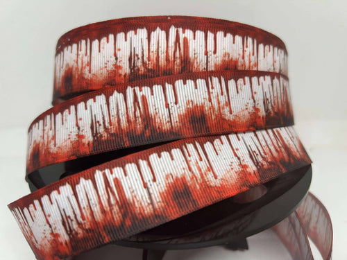 New 1 yard 1 inch Horror Dripping Blood Grosgrain Ribbon