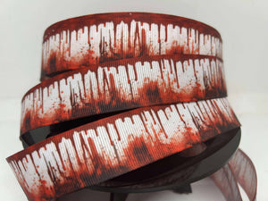New 1 yard 1 inch Horror Dripping Blood Grosgrain Ribbon
