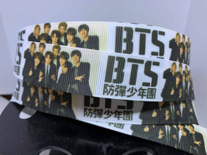 1 Yard 7/8" BTS K-Pop Grosgrain Ribbon - Bow Making Ribbon -Boy Band Korean Pop