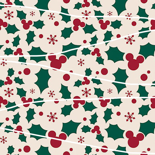 Quick Christmas Pre-Order Mickey Holly 100% Cotton Fabric