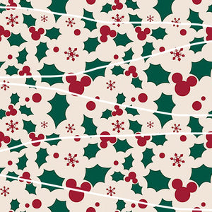 Quick Christmas Pre-Order Mickey Holly 100% Cotton Fabric