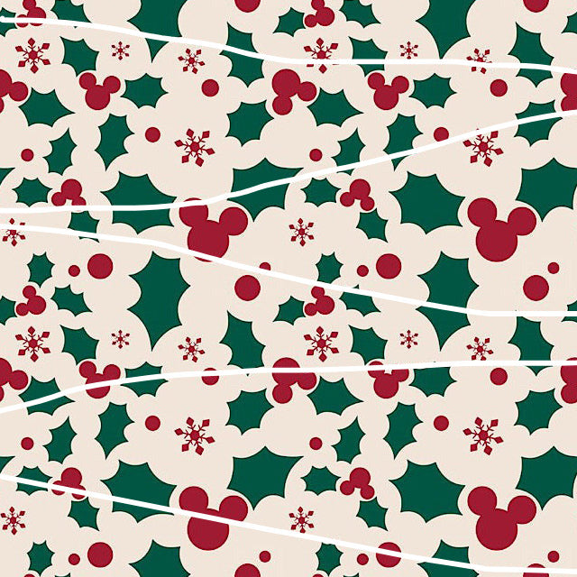 Quick Christmas Pre-Order Mickey Holly 100% Cotton Fabric