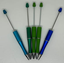 Green & Blue Beaded Pen Blanks, DIY Crafting Pens, Pens To Bead, Black Ink
