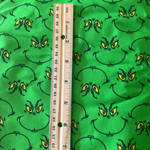 Quick Christmas Pre-Order Resting Grinch Face 100% Cotton Fabric