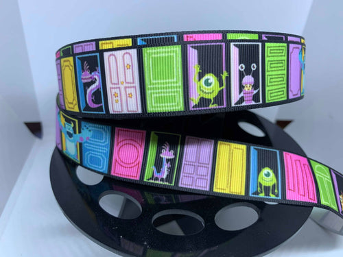 1 Yard 1 inch Monsters Inc Doors Grosgrain Ribbon
