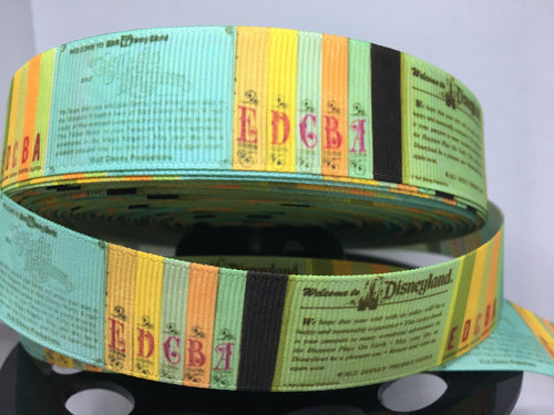 1 yard 1 inch Vintage Disney Parks E-Tickets Grosgrain Ribbon