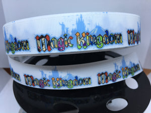 NEW 1 yard 7/8" Magic Kingdom Grosgrain Ribbon