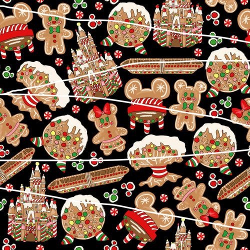Quick Christmas Pre-Order Disney Cookies 100% Cotton Fabric (Blk)