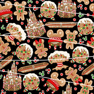 Quick Christmas Pre-Order Disney Cookies 100% Cotton Fabric (Blk)