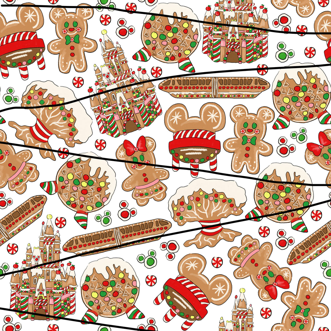 Quick Christmas Pre-Order Disney Cookies 100% Cotton Fabric (wht)