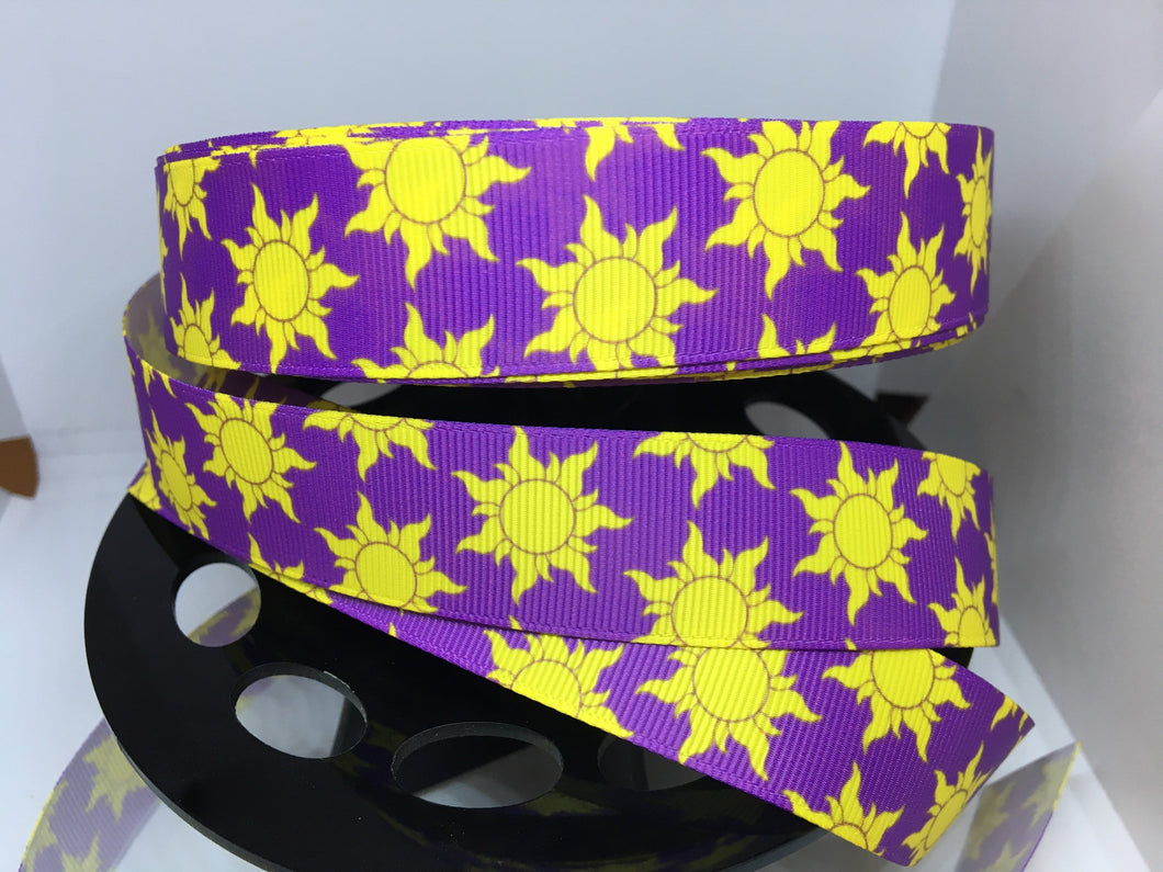 1 yard 1 Inch Disney Rapunzel Sun Grosgrain Ribbon