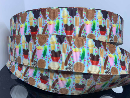 1 yard 1 inch  Grosgrain Ribbon Park food/ snacks grosgrain Ribbon