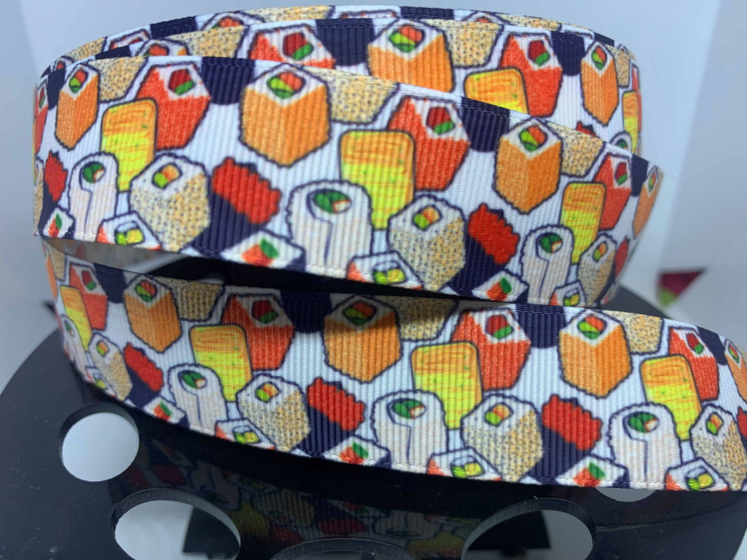 1 yard 1 inch Sushi Japanese Food Grosgrain Ribbon