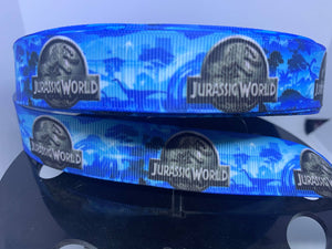 1 yard 7/8" Jurassic World Blue Background Grosgrain Ribbon