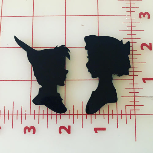 Peter Pan Or Wendy Silhouette Solid Black Flat black Printed Resins