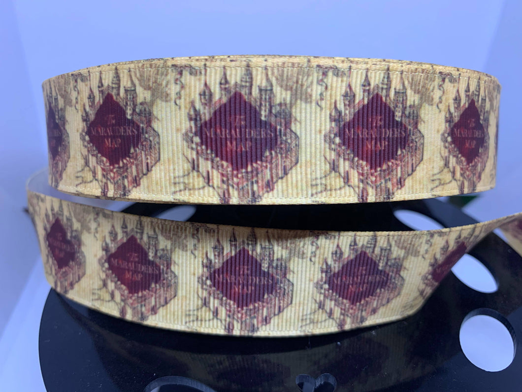 1 yard 1 inch Harry Potter The Marauder's Map Grosgrain Ribbon