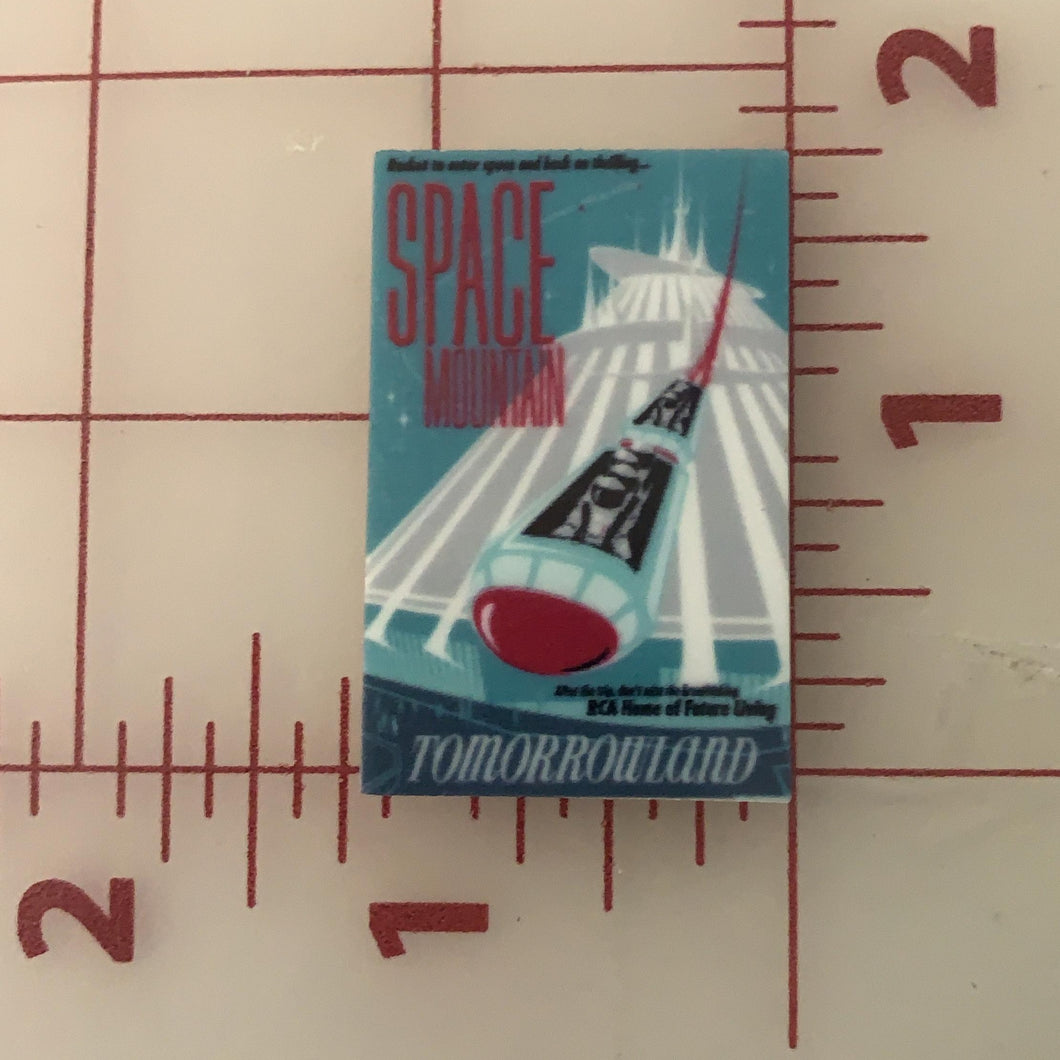 Space Mountain Vintage Disney Ride Attraction Posters Flat back Printed Resin