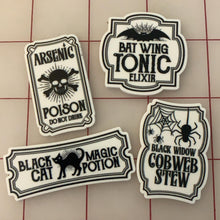 Black Cat Magic Potion Label Flat back Printed Resin