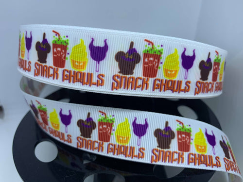 1 yard 1 Inch Halloween #Snack GOULS  Grosgrain Ribbon