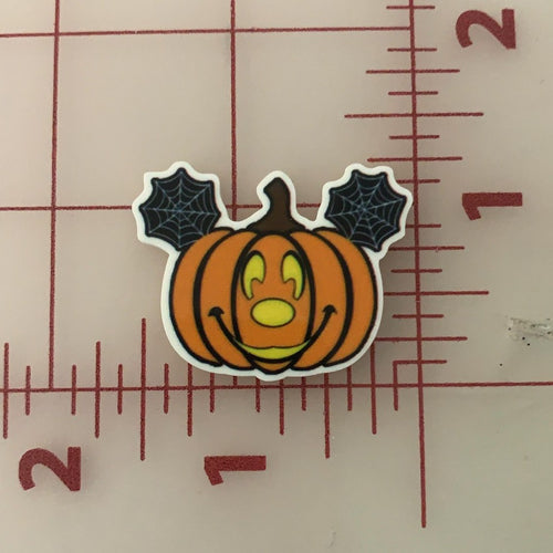 New Halloween Mickey Pumpkin with Spiderwebs Flat back Printed Resin