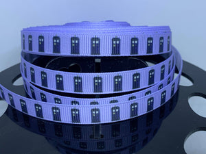 3/8" British TV Show Police Box Grosgrain Ribbon
