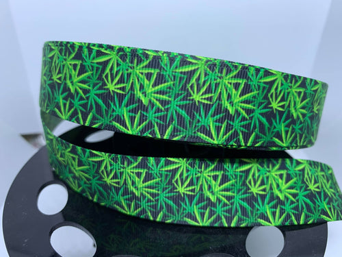 1 yard 1 inch Marijuana Cannabis Grosgrain Ribbon