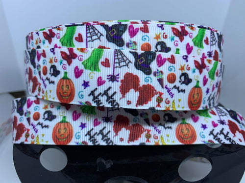 1 yard 1 inch Disney Halloween Collage Print Grosgrain Ribbon