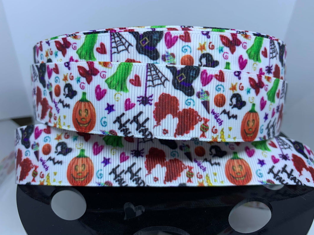1 yard 1 inch Disney Halloween Collage Print Grosgrain Ribbon