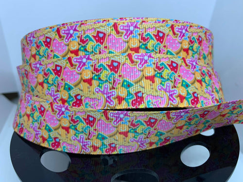1 Yard 1 inch Christmas Cookies Collage Grosgrain Ribbon