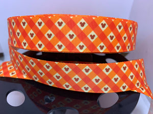 1 Yard 7/8" Disney Inspired Fall Thanksgiving Turkey Day Print Grosgrain Ribbon