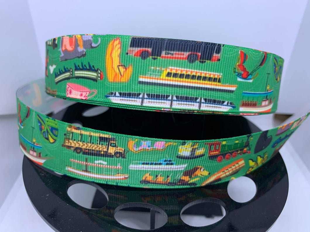 1 yard 1 inch Park Transport Grosgrain Ribbon Park Transportation