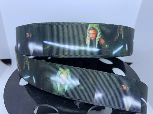 1 yard 1 Inch Star Wars Ashoka Tano Print Inspired Grosgrain Ribbon